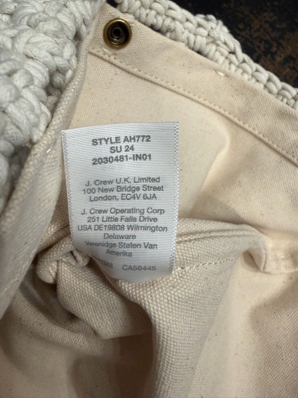 Madewell crochet rope bag / canvas lined like new - Picture 7 of 9